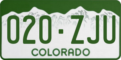 CO license plate 020ZJU
