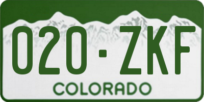 CO license plate 020ZKF