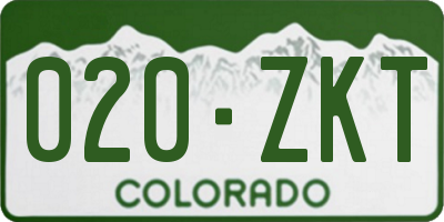 CO license plate 020ZKT