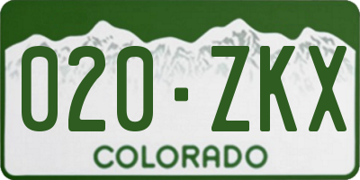 CO license plate 020ZKX