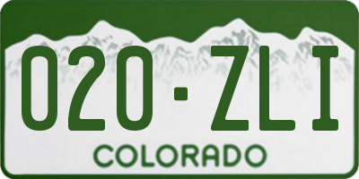 CO license plate 020ZLI