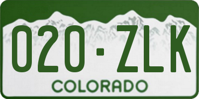 CO license plate 020ZLK
