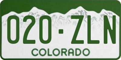 CO license plate 020ZLN