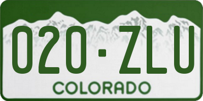 CO license plate 020ZLU