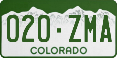 CO license plate 020ZMA