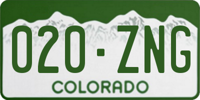 CO license plate 020ZNG