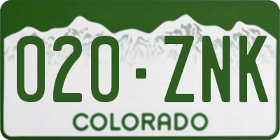 CO license plate 020ZNK