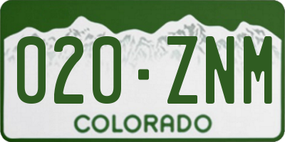 CO license plate 020ZNM