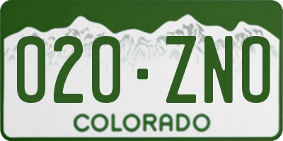CO license plate 020ZNO