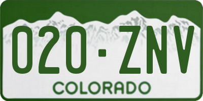 CO license plate 020ZNV