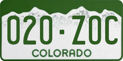 CO license plate 020ZOC