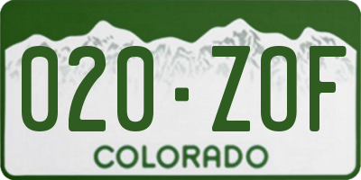 CO license plate 020ZOF