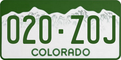 CO license plate 020ZOJ