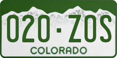 CO license plate 020ZOS