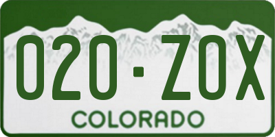CO license plate 020ZOX