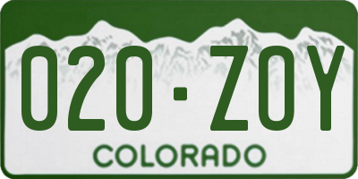 CO license plate 020ZOY