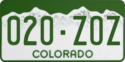 CO license plate 020ZOZ