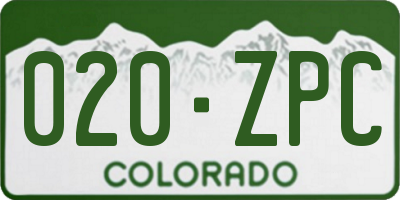 CO license plate 020ZPC