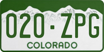 CO license plate 020ZPG