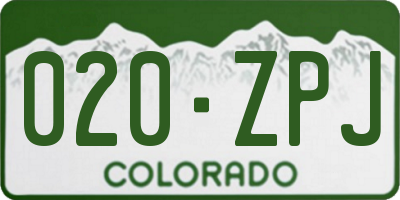 CO license plate 020ZPJ