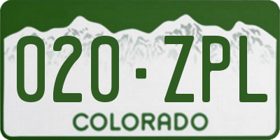 CO license plate 020ZPL