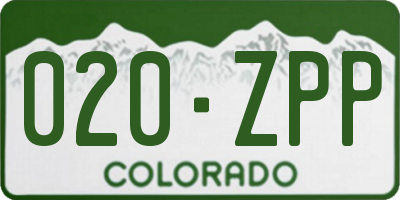 CO license plate 020ZPP