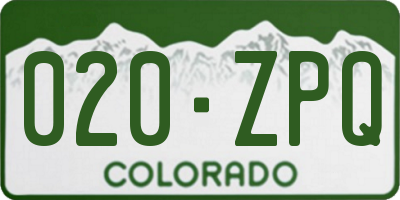 CO license plate 020ZPQ