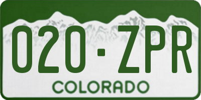 CO license plate 020ZPR