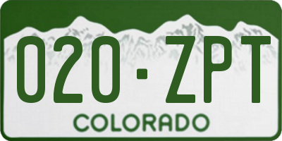 CO license plate 020ZPT