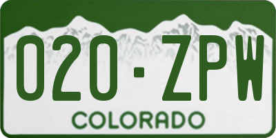 CO license plate 020ZPW
