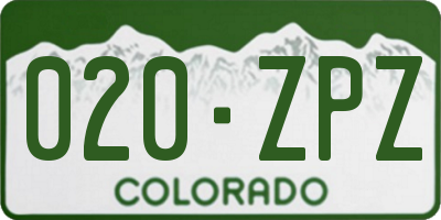 CO license plate 020ZPZ