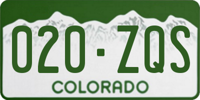 CO license plate 020ZQS