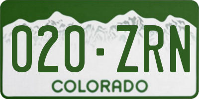 CO license plate 020ZRN