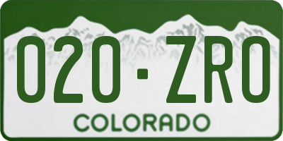 CO license plate 020ZRO