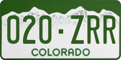 CO license plate 020ZRR