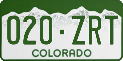 CO license plate 020ZRT