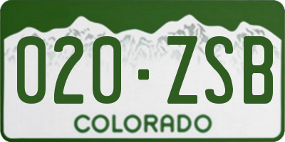 CO license plate 020ZSB