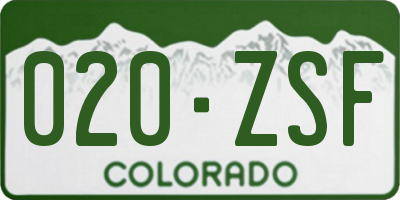 CO license plate 020ZSF