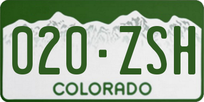 CO license plate 020ZSH