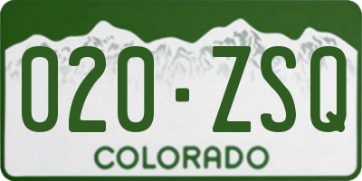 CO license plate 020ZSQ