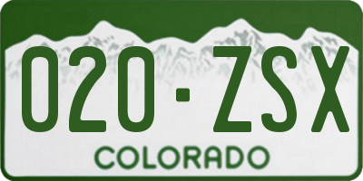 CO license plate 020ZSX