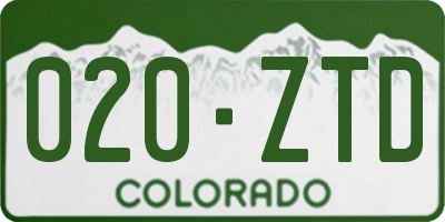 CO license plate 020ZTD