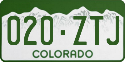 CO license plate 020ZTJ