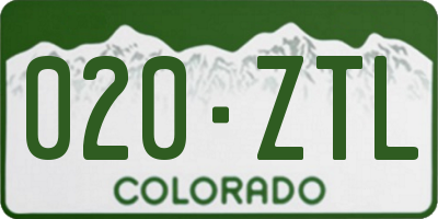 CO license plate 020ZTL