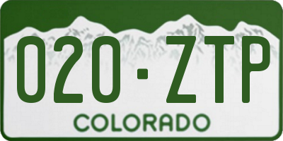 CO license plate 020ZTP