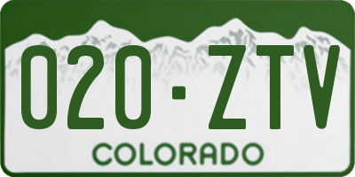 CO license plate 020ZTV