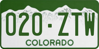 CO license plate 020ZTW