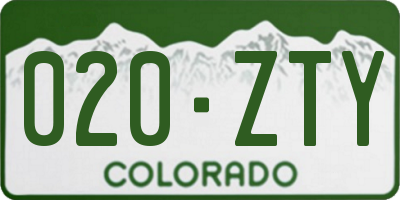 CO license plate 020ZTY