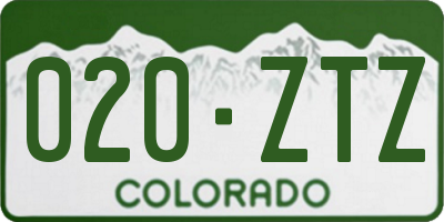 CO license plate 020ZTZ