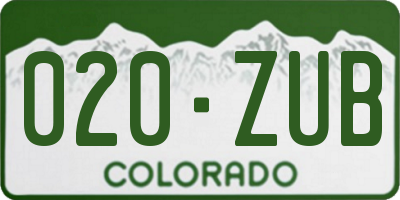 CO license plate 020ZUB
